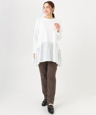 OLLLA16089 eur3(エウルキューブ) 【シリーズ累計販売2万枚！/大きいサイズ】さらさらストレッチ裏起毛テーパードパンツ モカ(84)