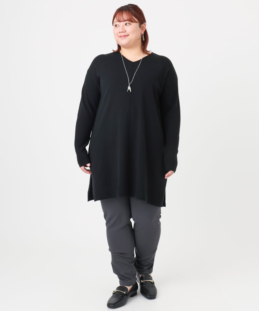 OLLLA16089 eur3(エウルキューブ) 【シリーズ累計販売2万枚！/大きいサイズ】さらさらストレッチ裏起毛テーパードパンツ ダークグレー(93)