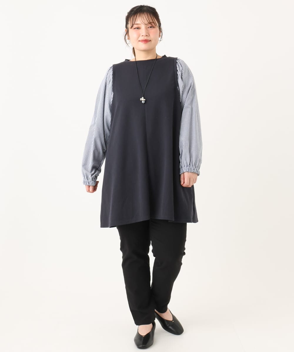 OLLLA16089 eur3(エウルキューブ) 【WEB先行販売】【シリーズ累計販売2万枚！/大きいサイズ】さらさらストレッチ裏起毛テーパードパンツ ブラック(94)