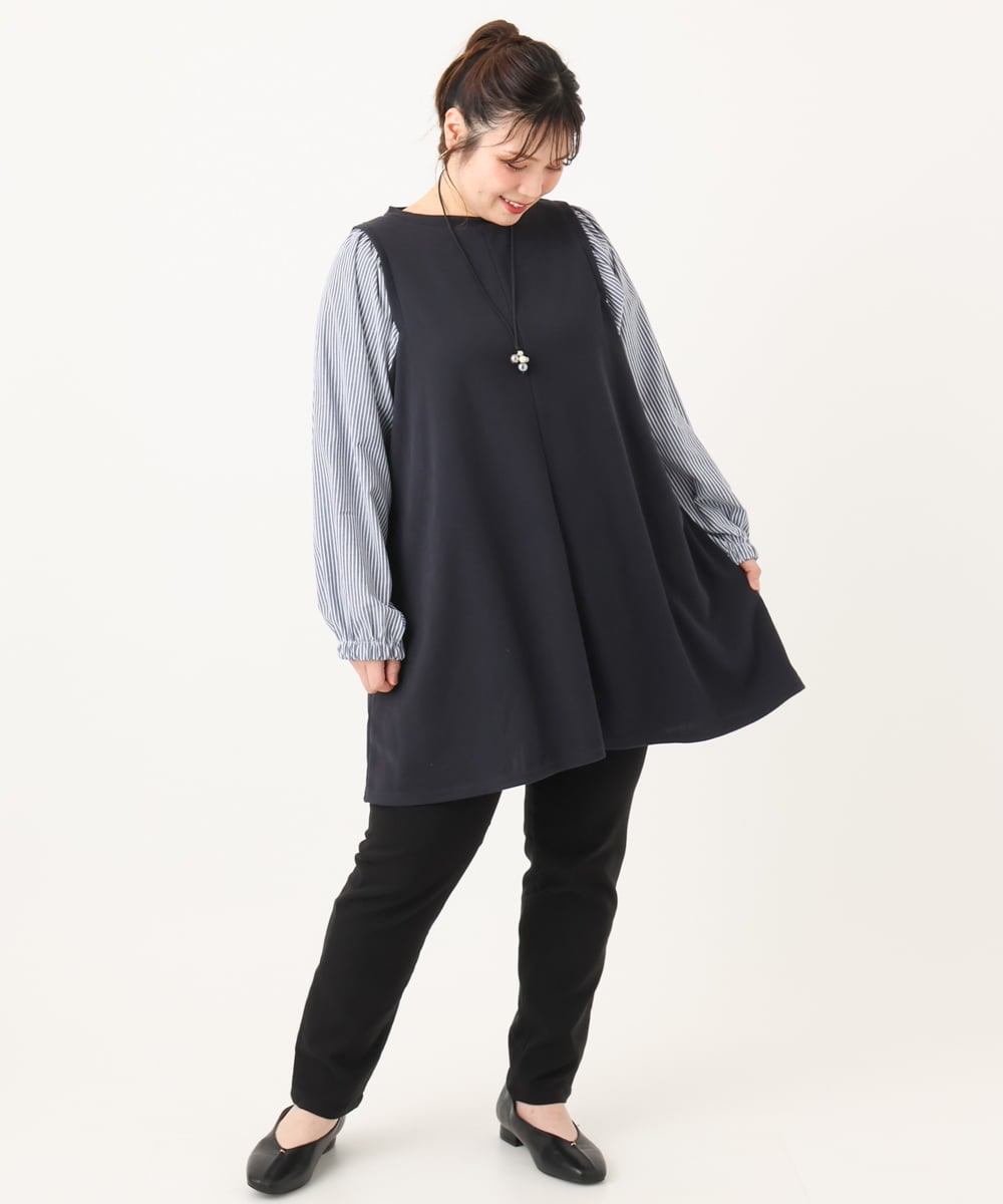 OLLLA16089 eur3(エウルキューブ) 【WEB先行販売】【シリーズ累計販売2万枚！/大きいサイズ】さらさらストレッチ裏起毛テーパードパンツ ブラック(94)