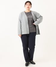 OLLLA17089 eur3(エウルキューブ) 【WEB先行販売】【大きいサイズ】さらさらストレッチ裏起毛ストレートパンツ ネイビー(57)