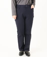 OLLLA17089 eur3(エウルキューブ) 【WEB先行販売】【大きいサイズ】さらさらストレッチ裏起毛ストレートパンツ ネイビー(57)