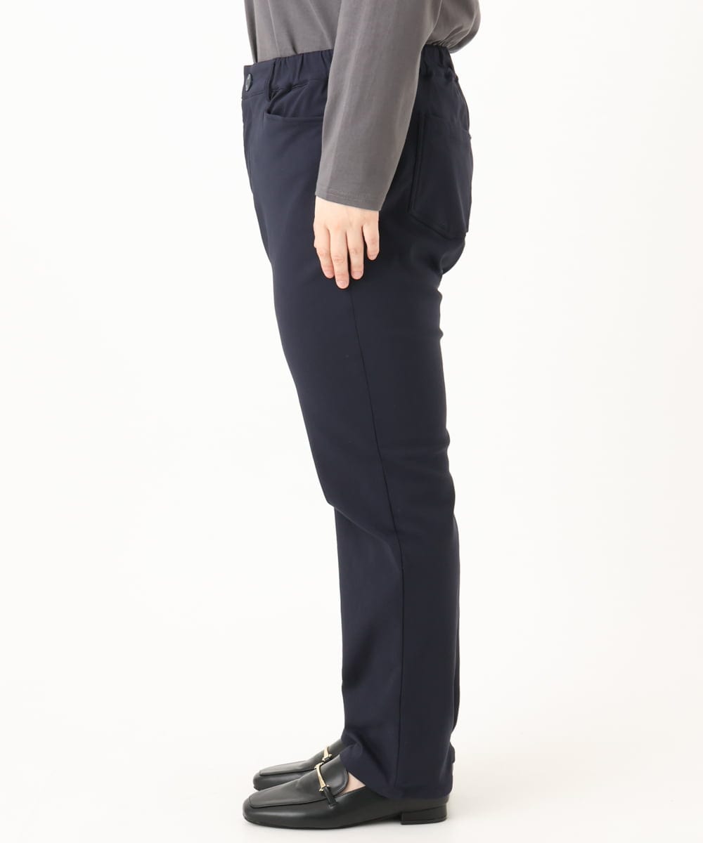 OLLLA17089 eur3(エウルキューブ) 【WEB先行販売】【大きいサイズ】さらさらストレッチ裏起毛ストレートパンツ ネイビー(57)