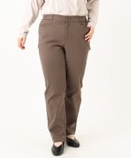 OLLLA17089 eur3(エウルキューブ) 【WEB先行販売】【大きいサイズ】さらさらストレッチ裏起毛ストレートパンツ モカ(84)