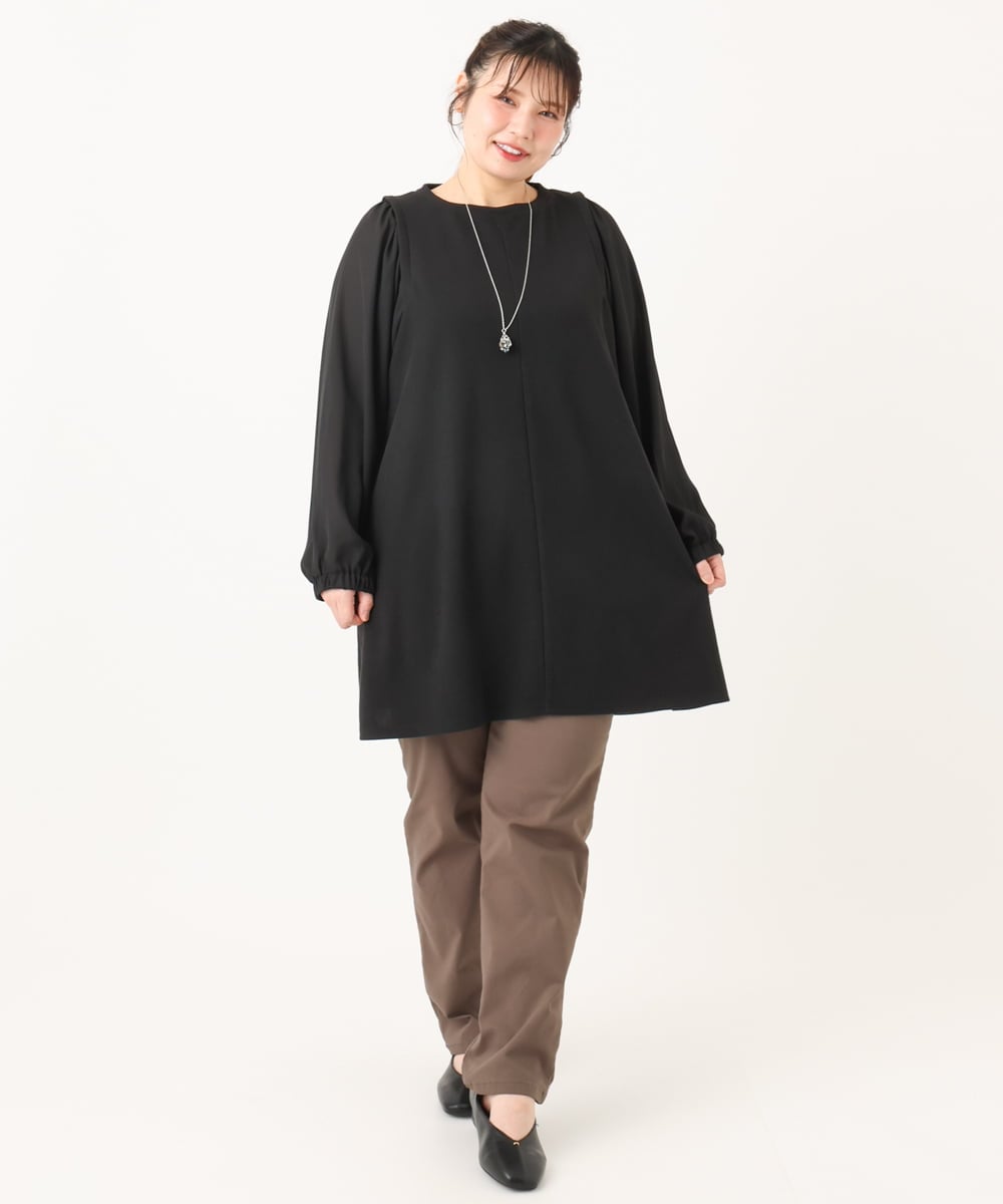 OLLLA17089 eur3(エウルキューブ) 【WEB先行販売】【大きいサイズ】さらさらストレッチ裏起毛ストレートパンツ モカ(84)