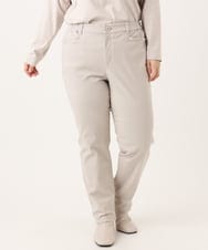 OLLLA17089 eur3(エウルキューブ) 【WEB先行販売】【大きいサイズ】さらさらストレッチ裏起毛ストレートパンツ グレージュ(89)