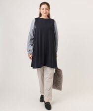 OLLLA17089 eur3(エウルキューブ) 【WEB先行販売】【大きいサイズ】さらさらストレッチ裏起毛ストレートパンツ グレージュ(89)