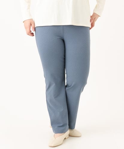 OLLLA18099 eur3 【WEB先行販売】【大きいサイズ】ジャカードスリムストレートパンツ