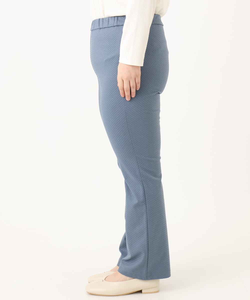 OLLLA18099 eur3(エウルキューブ) 【WEB先行販売】【大きいサイズ】ジャカードスリムストレートパンツ ブルー(55)