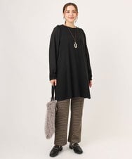 OLLLA18099 eur3(エウルキューブ) 【WEB先行販売】【大きいサイズ】ジャカードスリムストレートパンツ ブラウン(87)