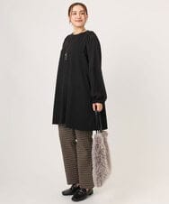 OLLLA18099 eur3(エウルキューブ) 【WEB先行販売】【大きいサイズ】ジャカードスリムストレートパンツ ブラウン(87)