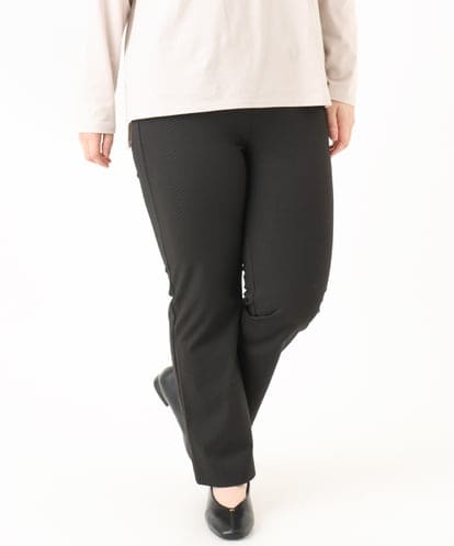 OLLLA18099 eur3 【WEB先行販売】【大きいサイズ】ジャカードスリムストレートパンツ