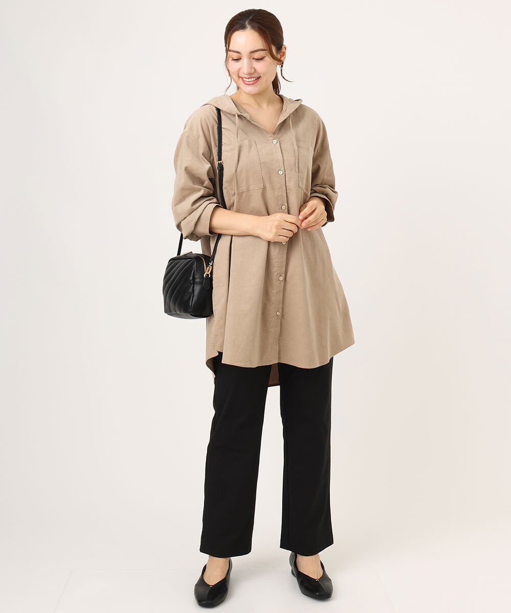 OLLLA18099 eur3(エウルキューブ) 【WEB先行販売】【大きいサイズ】ジャカードスリムストレートパンツ ブラック(94)