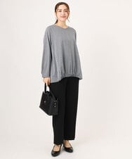 OLLLA19139 eur3(エウルキューブ) 【WEB先行販売】【大きいサイズ/11号サイズあり】カットジョーゼットテーパードパンツ ブラック(94)