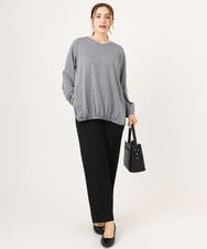 OLLLA19139 eur3(エウルキューブ) 【WEB先行販売】【大きいサイズ/11号サイズあり】カットジョーゼットテーパードパンツ ブラック(94)