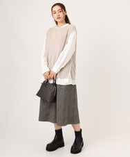 OLLLA20099 eur3(エウルキューブ) 【WEB先行販売】【大きいサイズ】キュロットパンツ ダークブラウン(87)