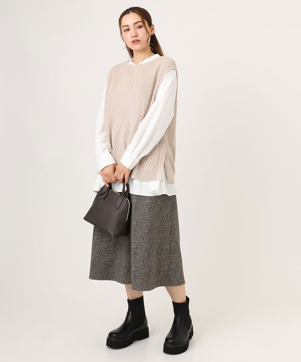 OLLLA20099 eur3(エウルキューブ) 【WEB先行販売】【大きいサイズ】キュロットパンツ ダークブラウン(87)