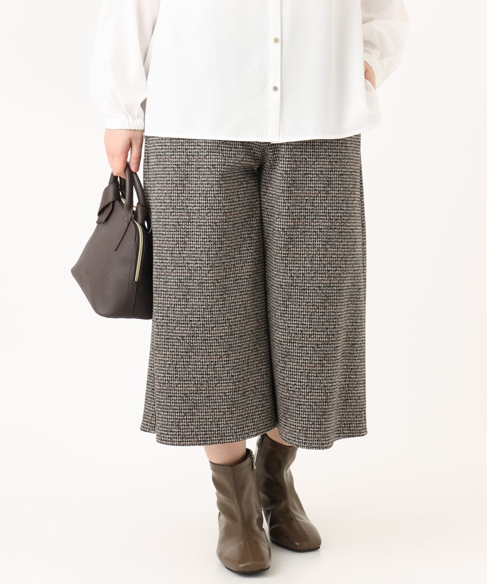 OLLLA20099 eur3(エウルキューブ) 【WEB先行販売】【大きいサイズ】キュロットパンツ ダークブラウン(87)