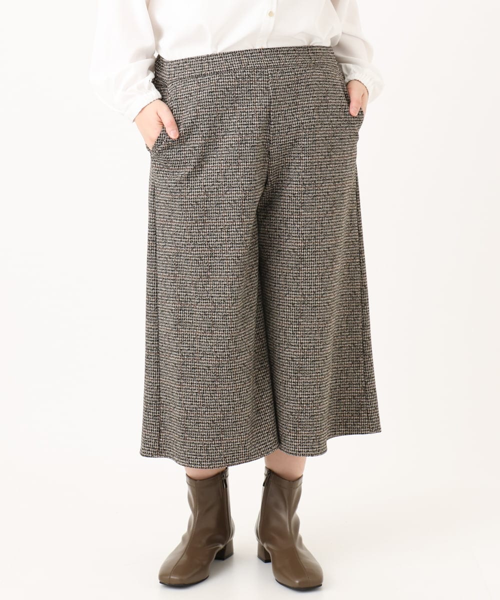 OLLLA20099 eur3(エウルキューブ) 【WEB先行販売】【大きいサイズ】キュロットパンツ ダークブラウン(87)