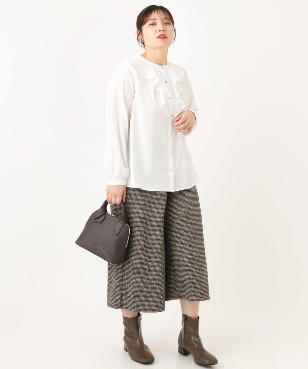 OLLLA20099 eur3(エウルキューブ) 【WEB先行販売】【大きいサイズ】キュロットパンツ ダークブラウン(87)