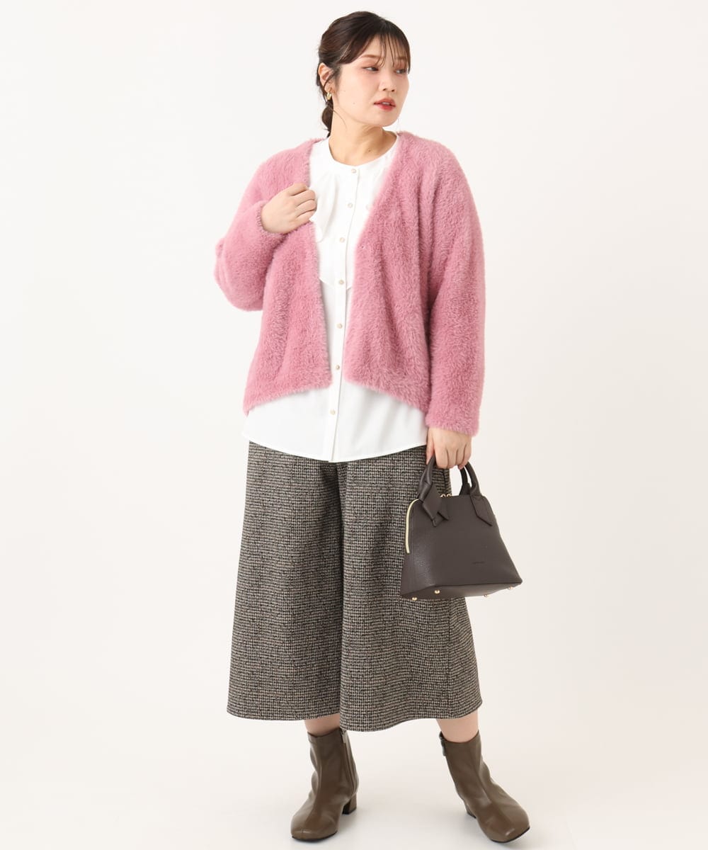 OLLLA20099 eur3(エウルキューブ) 【WEB先行販売】【大きいサイズ】キュロットパンツ ダークブラウン(87)