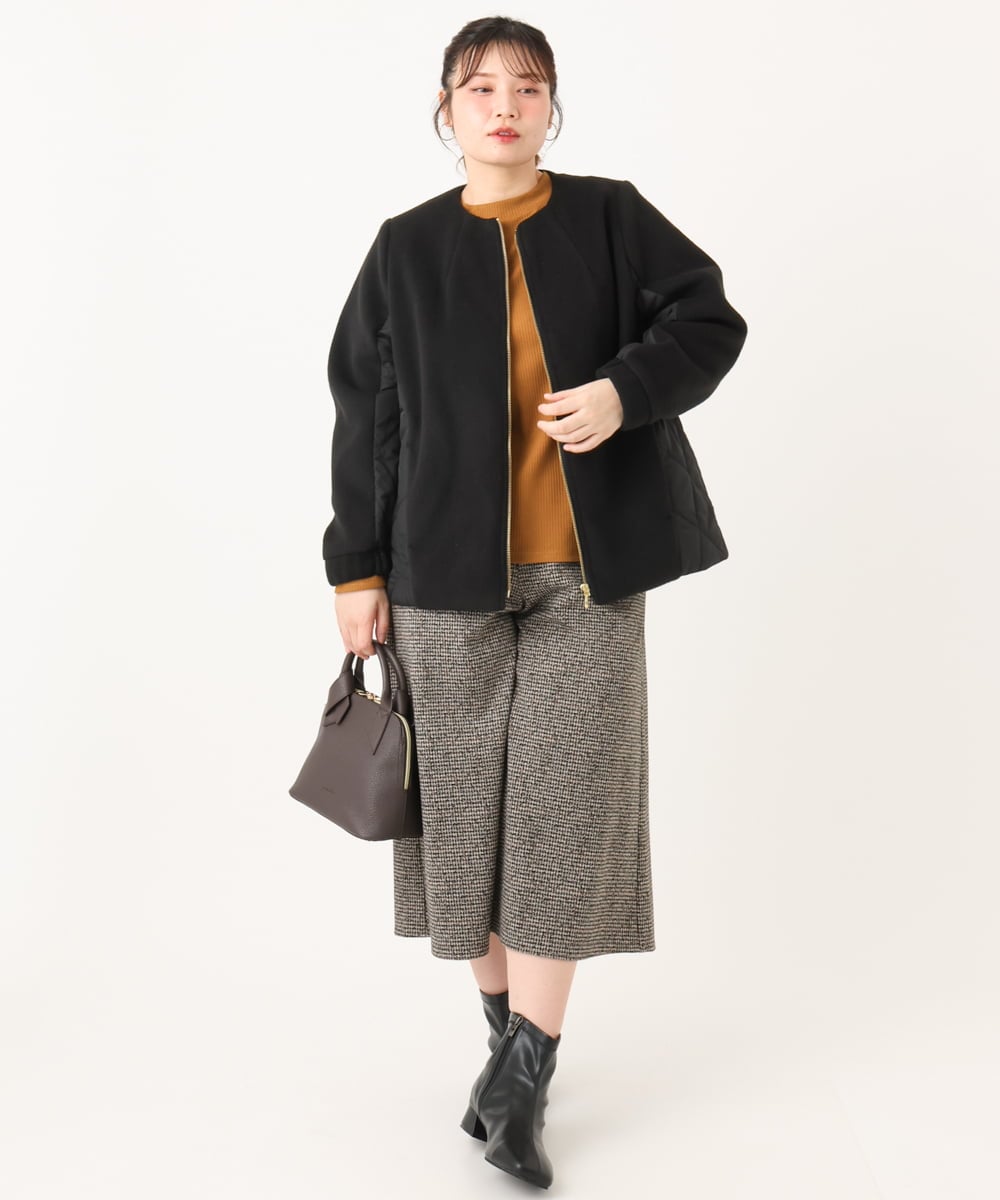 OLLLA20099 eur3(エウルキューブ) 【WEB先行販売】【大きいサイズ】キュロットパンツ ダークブラウン(87)