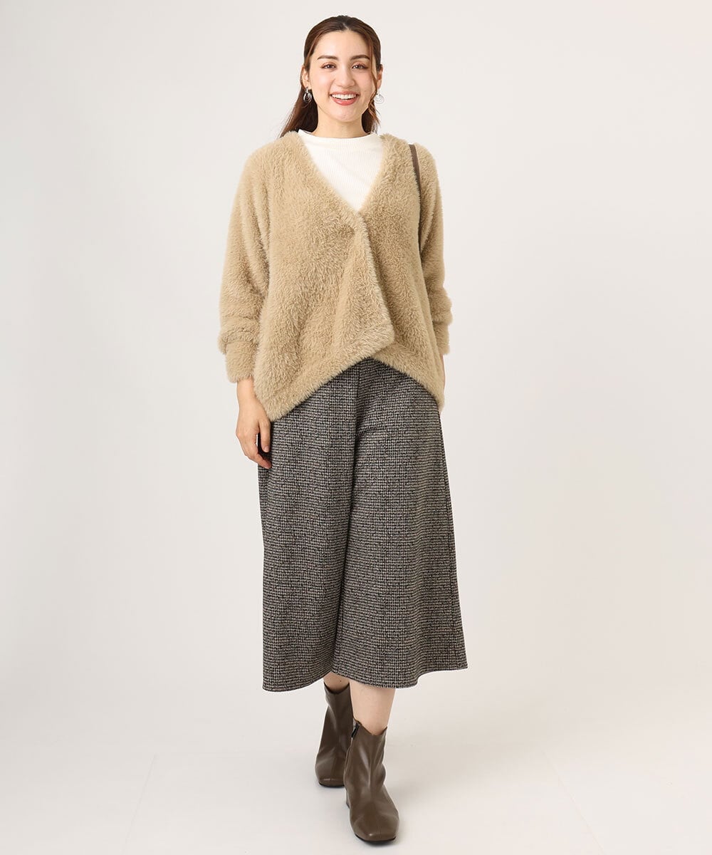 OLLLA20099 eur3(エウルキューブ) 【WEB先行販売】【大きいサイズ】キュロットパンツ ダークブラウン(87)