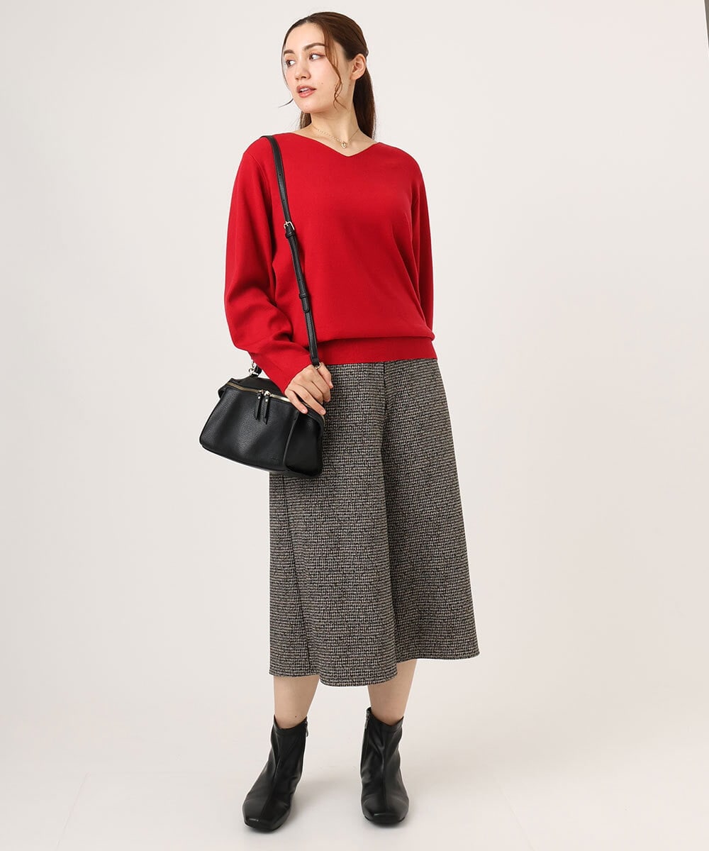 OLLLA20099 eur3(エウルキューブ) 【WEB先行販売】【大きいサイズ】キュロットパンツ ダークブラウン(87)