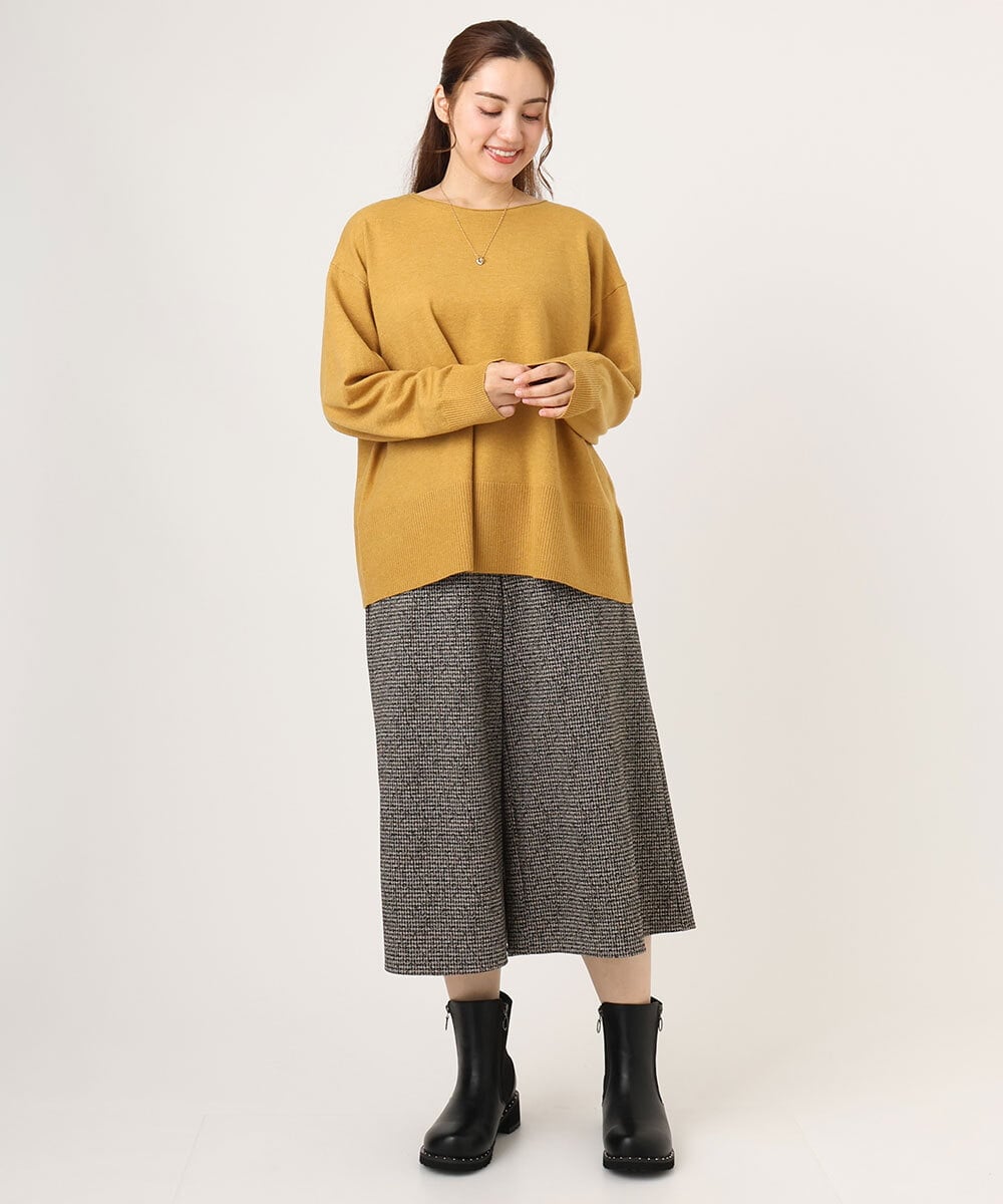OLLLA20099 eur3(エウルキューブ) 【WEB先行販売】【大きいサイズ】キュロットパンツ ダークブラウン(87)