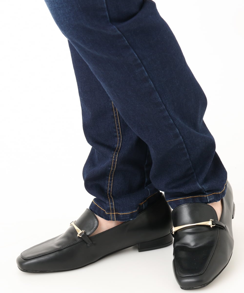 OLLLA21089 eur3(エウルキューブ) 【大きいサイズ】ゆるフィットスキニー裏起毛デニムパンツ ネイビー(57)