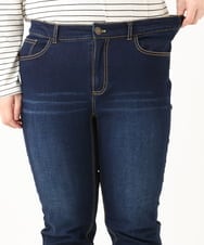 OLLLA21089 eur3(エウルキューブ) 【大きいサイズ】ゆるフィットスキニー裏起毛デニムパンツ ネイビー(57)