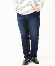 OLLLA21089 eur3(エウルキューブ) 【大きいサイズ】ゆるフィットスキニー裏起毛デニムパンツ ネイビー(57)