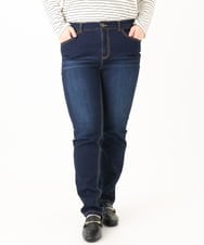 OLLLA21089 eur3(エウルキューブ) 【大きいサイズ】ゆるフィットスキニー裏起毛デニムパンツ ネイビー(57)