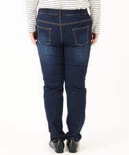 OLLLA21089 eur3(エウルキューブ) 【大きいサイズ】ゆるフィットスキニー裏起毛デニムパンツ ネイビー(57)