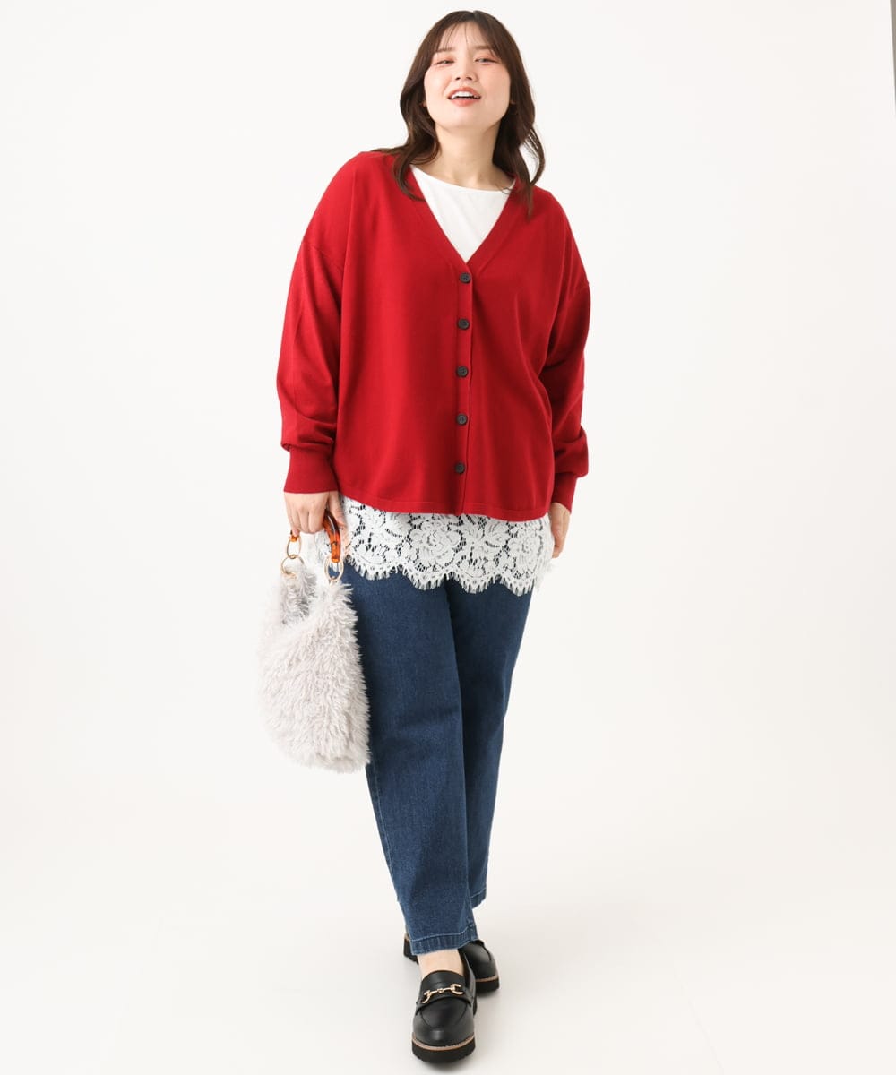 OLLLD01099 eur3(エウルキューブ) 【大きいサイズ】ストレートストレッチデニム ネイビー