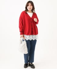 OLLLD01099 eur3(エウルキューブ) 【大きいサイズ】ストレートストレッチデニム ネイビー