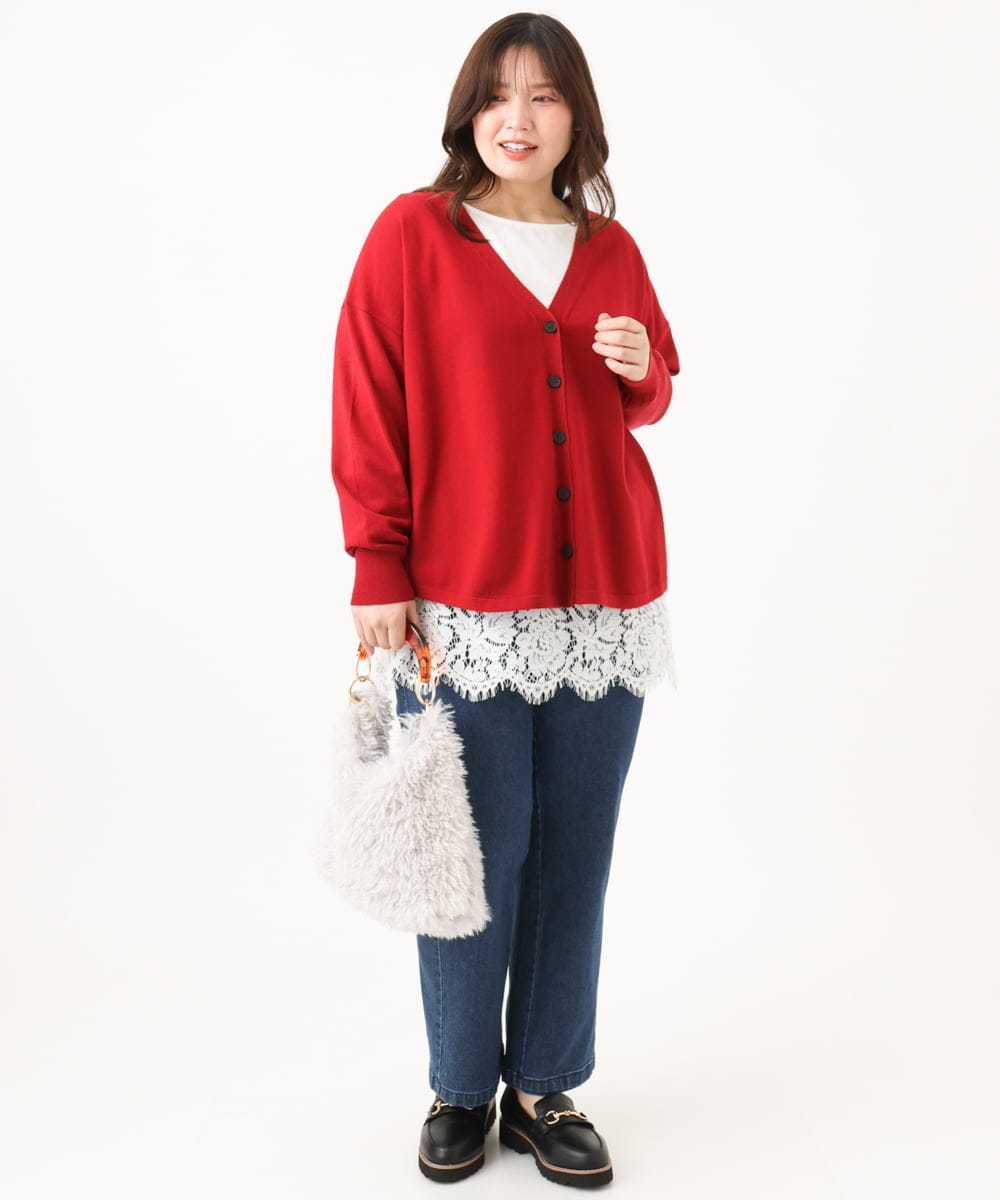 OLLLD01099 eur3(エウルキューブ) 【大きいサイズ】ストレートストレッチデニム ネイビー