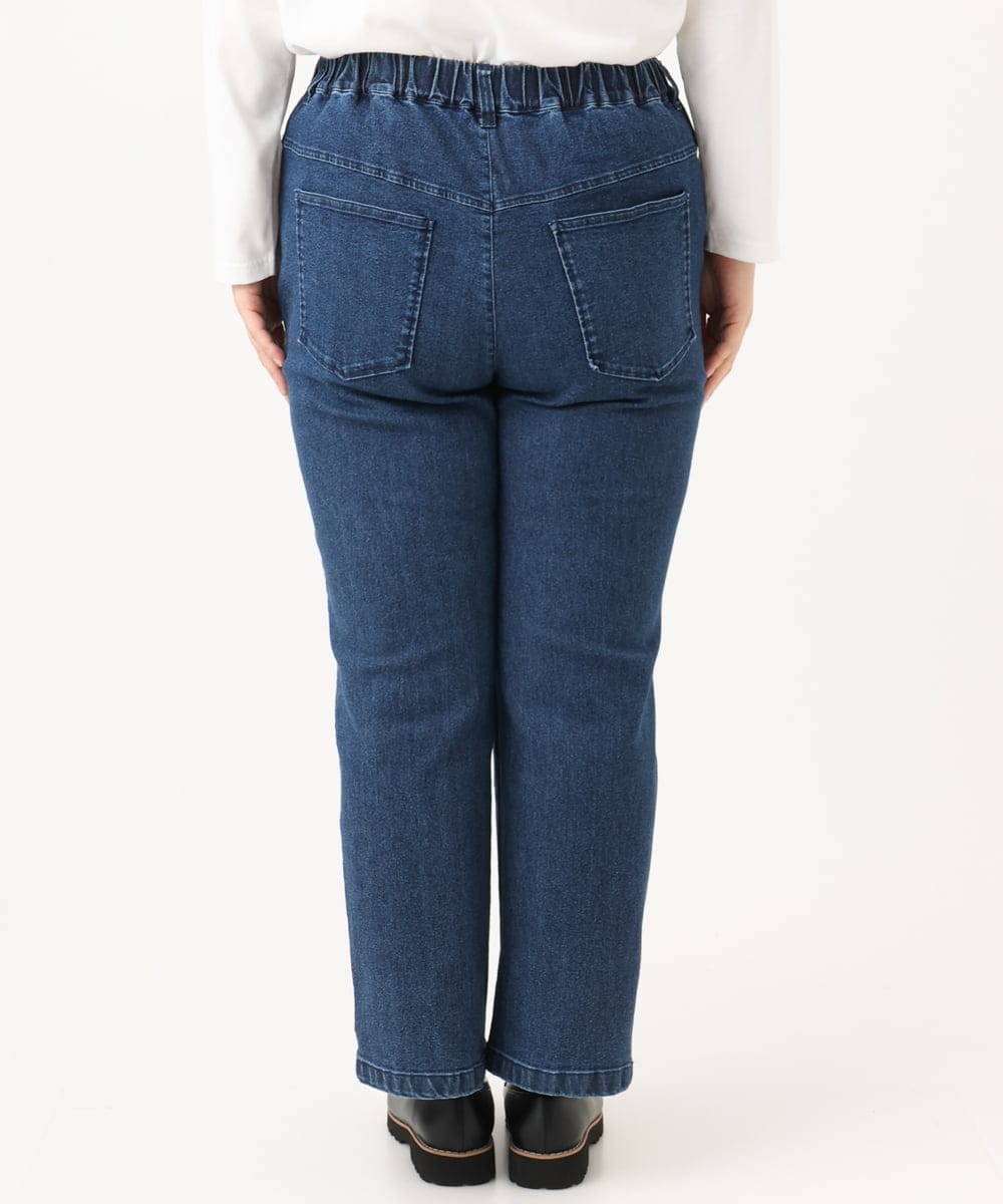 OLLLD01099 eur3(エウルキューブ) 【大きいサイズ】ストレートストレッチデニム ネイビー