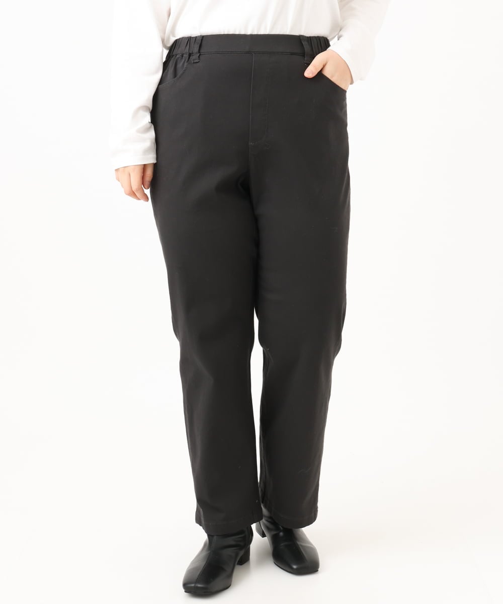 OLLLD01099 eur3(エウルキューブ) 【大きいサイズ】ストレートストレッチデニム ダークグレー
