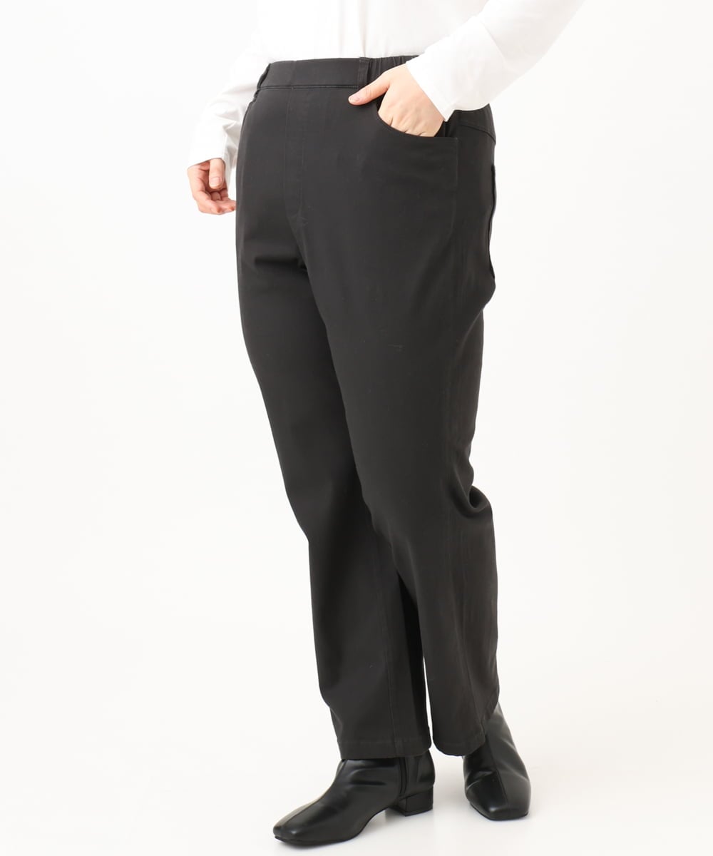 OLLLD01099 eur3(エウルキューブ) 【大きいサイズ】ストレートストレッチデニム ダークグレー