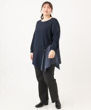 OLLLD01099 eur3(エウルキューブ) 【大きいサイズ】ストレートストレッチデニム ダークグレー