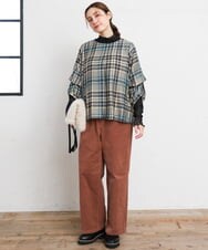 OLLLD02109 eur3(エウルキューブ) 【大きいサイズ】コーデュロイワイドストレートパンツ ピンク