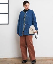 OLLLD02109 eur3(エウルキューブ) 【大きいサイズ】コーデュロイワイドストレートパンツ ピンク