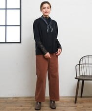 OLLLD02109 eur3(エウルキューブ) 【大きいサイズ】コーデュロイワイドストレートパンツ ピンク
