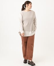 OLLLD02109 eur3(エウルキューブ) 【大きいサイズ】コーデュロイワイドストレートパンツ ピンク