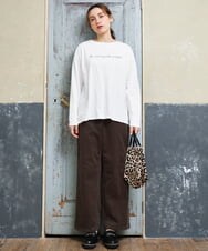 OLLLD02109 eur3(エウルキューブ) 【大きいサイズ】コーデュロイワイドストレートパンツ カーキ