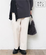 OLLLD02109 eur3(エウルキューブ) 【大きいサイズ】コーデュロイワイドストレートパンツ アイボリー