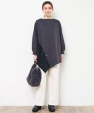 OLLLD02109 eur3(エウルキューブ) 【大きいサイズ】コーデュロイワイドストレートパンツ アイボリー