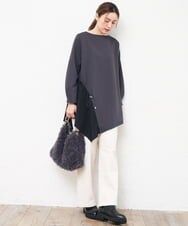 OLLLD02109 eur3(エウルキューブ) 【大きいサイズ】コーデュロイワイドストレートパンツ アイボリー