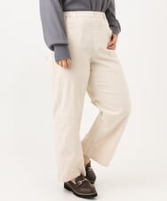 OLLLD02109 eur3(エウルキューブ) 【大きいサイズ】コーデュロイワイドストレートパンツ アイボリー